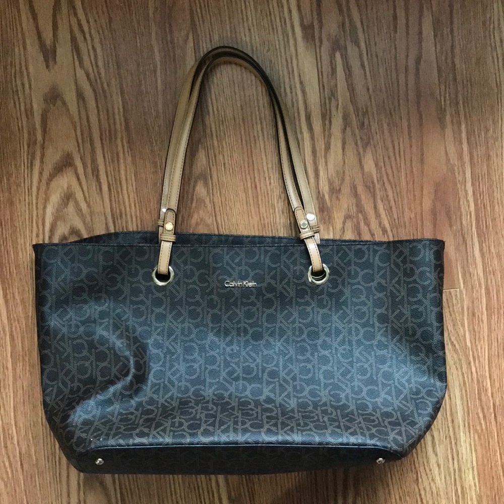 Calvin Klein Dark Brown Purse Oversized Tote